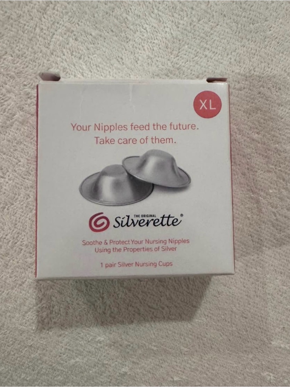 Silverette Silver Nursing Cups XL - Silver/White Box